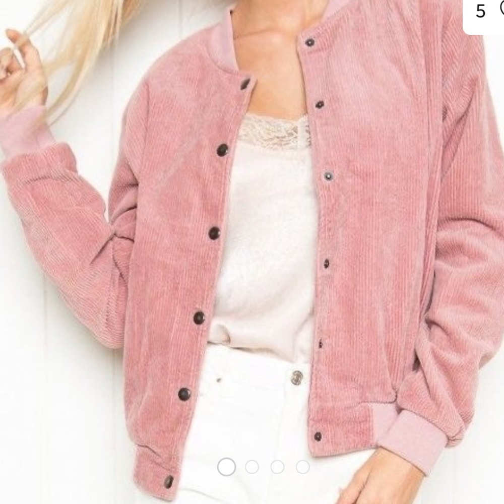Brandy Melville Pink Corduroy Jacket